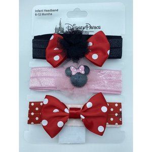 Disney Parks New Minnie Mouse Baby Girls Headband Head Band 3 Pack 6-12 Months